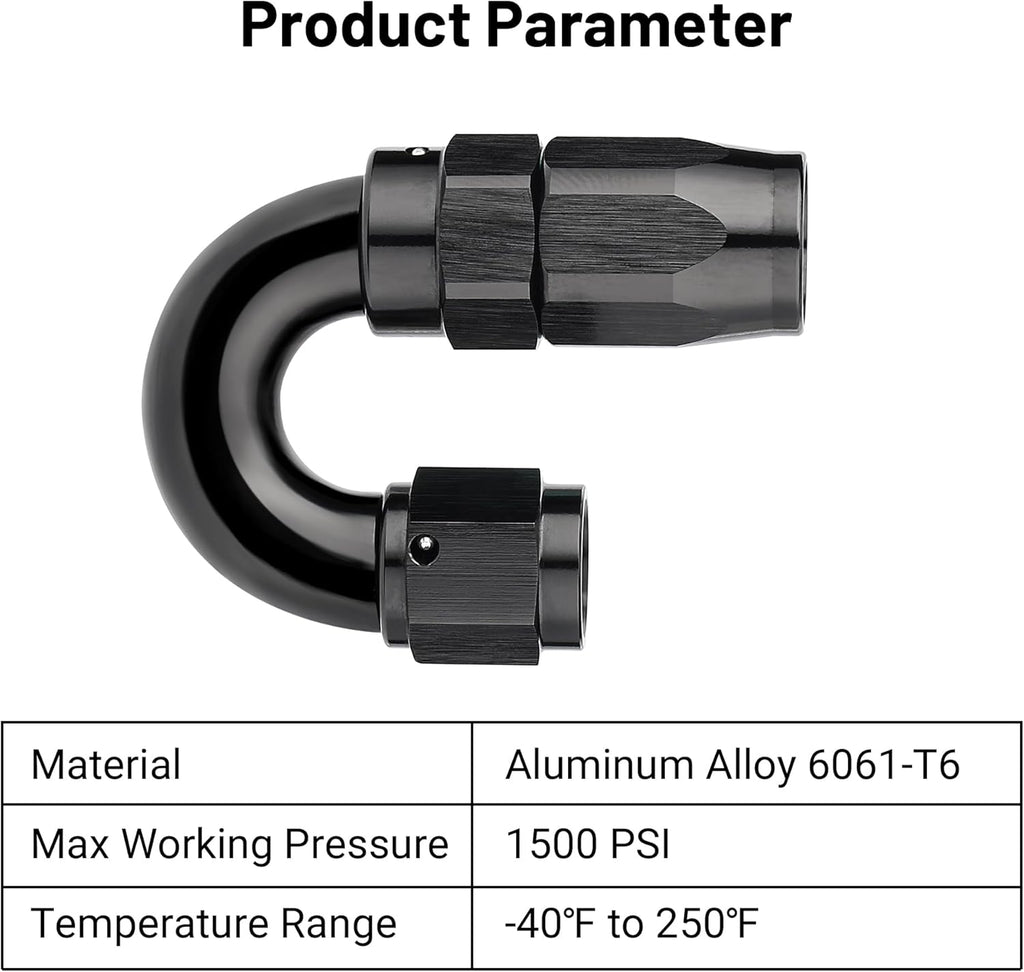 EVIL ENERGY 4AN 180 Degree One Piece Full Flow Hose End Fitting Swivel For CPE Braided Hose