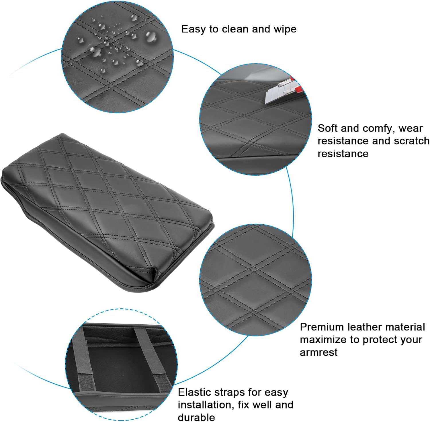 SXCY for 2023 2024 2025 Toyota Crown Armrest Cover Pad for Toyota Crown Accessories 2023-2025 Crown Signia Center Console Cover Cushion 2025 Crown Middle Console Cover (Add-Pad w/Argyle&Black Line)