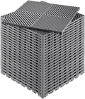 VEVOR Interlocking Drainage Mat, 15.7” x 15.7” Modular Interlocking Cushion, 24 Pcs Splicing Drainage Mats, Non-Slip Gray PP Drainage Floor Tile and Shower Mat, for Garage, Garden, Kitchen & Outdoor