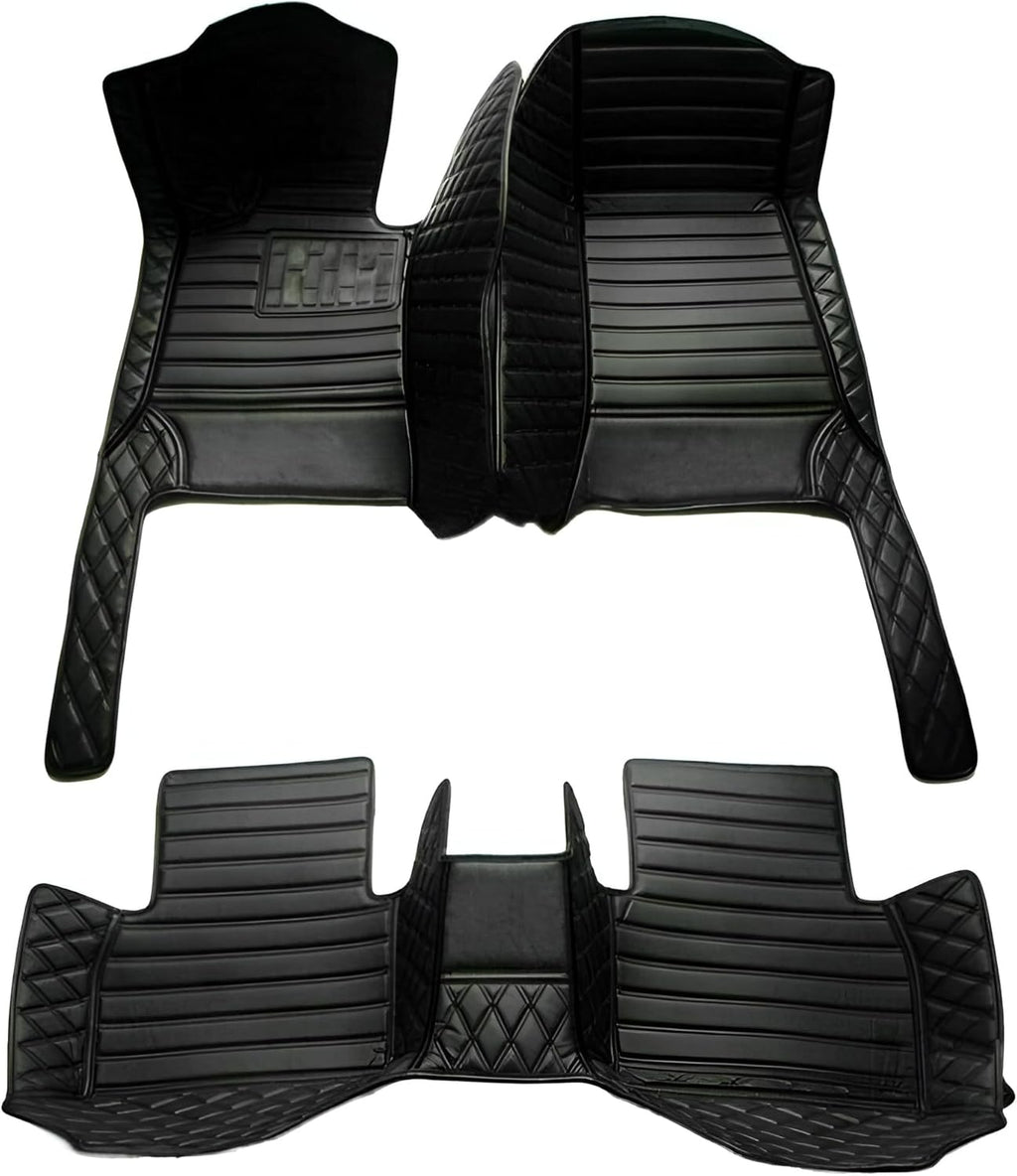 Add Personal Touch to Your Vehicle with IMEISH Customizable Logo Text Car Mats for 99% of vehiclesPads Protection Non-Slip Leather Floor Liners (Black Green Stripe)