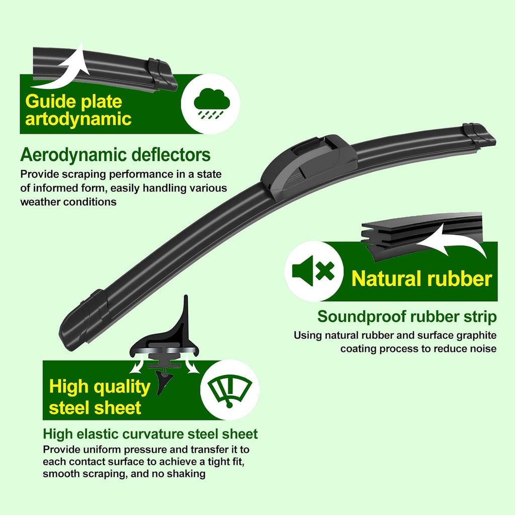 QUALITY 20in + 18in Premium All-Season Windshield Wiper Blades for Original Equipment Replacement(Set of 2)