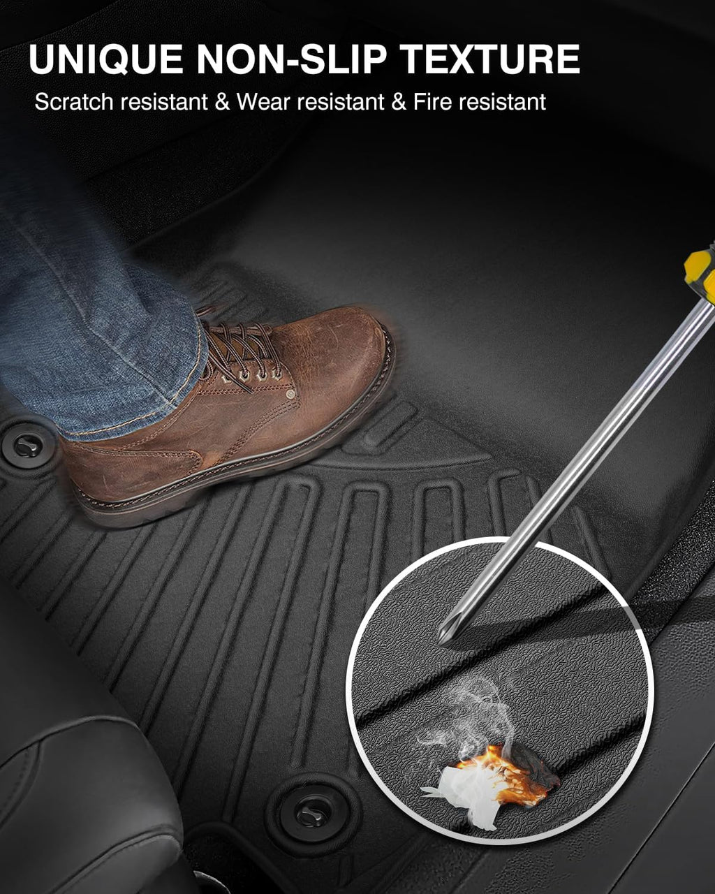 Powerty Floor Mats for 2023 2024 2025 Mercedes Benz GLC丨GLC 300丨GLC 350e丨4Matic Accessories All Weather Floor Liner 3D TPE 1st & 2nd Row Floor Mat Heavy-Duty Floor Liners