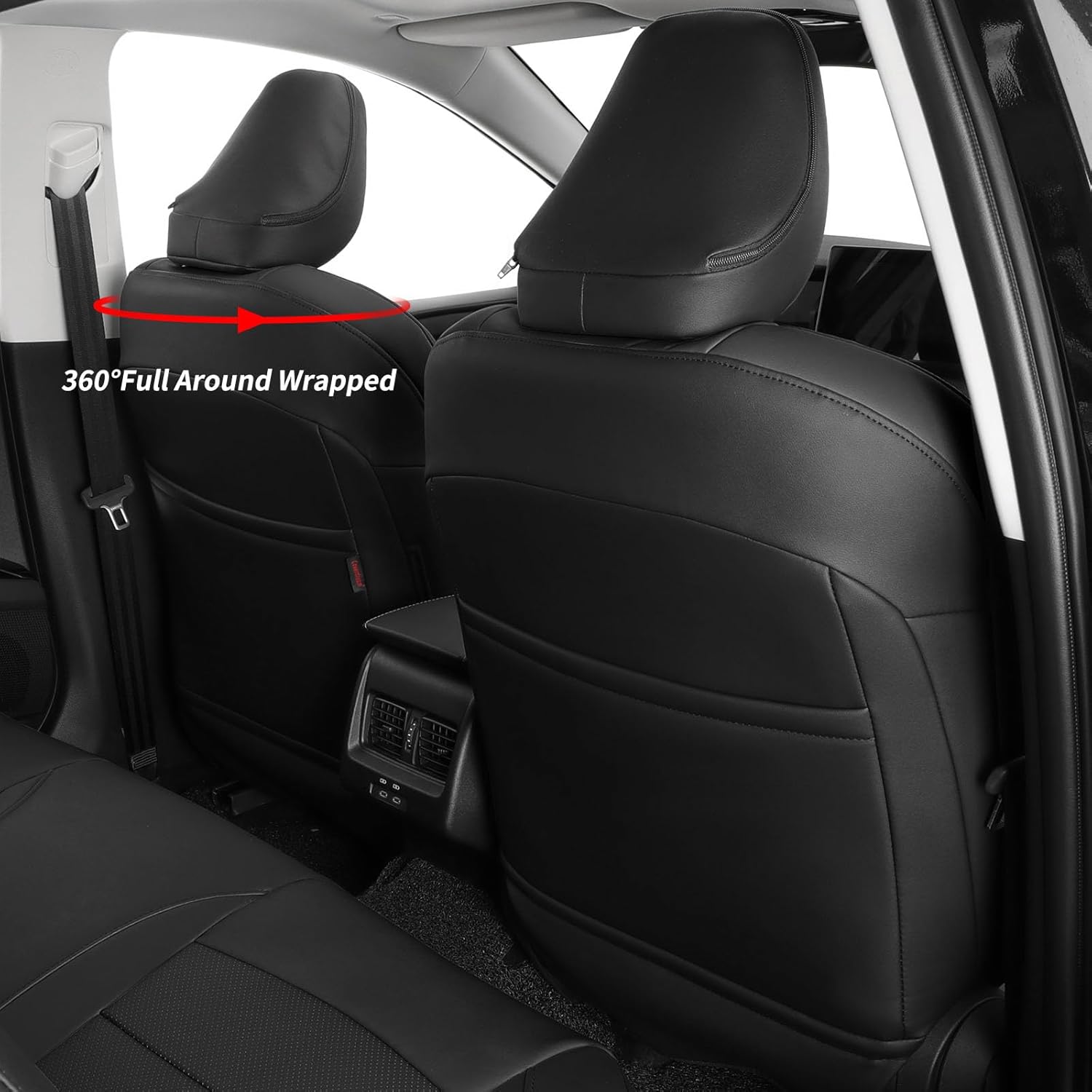 coverdream Leather Seat Covers Custom Fit for 2025 Toyota Camry (Hybrid) LE,SE,Fully Covered,Airbag Compatible Waterproof Car Seat Protector (Full Set,Black)