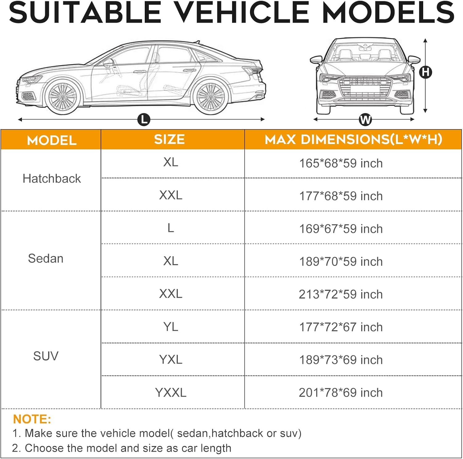 SUV Car Cover Waterproof All Weather for Automobiles，Outdoor Heavy Duty Full Exterior Covers with Zipper Door, Rain Sun Snow Dust UV Protection, Windproof Straps & Reflective Strips(Up to 189")
