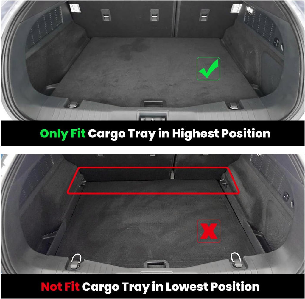 LASFIT Floor Mats and Trunk Mat for Ford Mustang Mach-E 2025 2024 2023 2022 2021 (Cargo Floor in Top Position) All Weather TPE Car Liners, 1st & 2nd Row & Cargo Liner, 4pcs Black