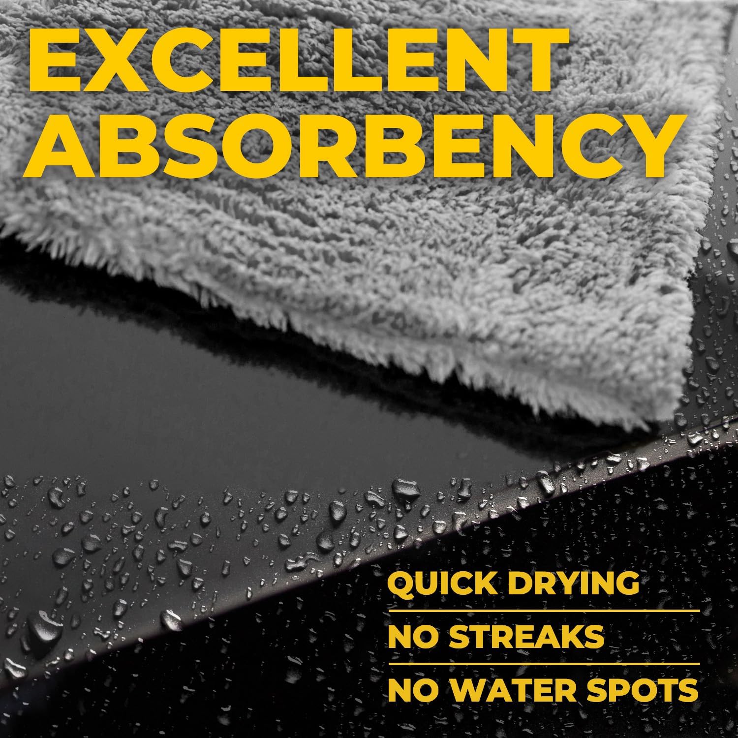 Edgeless Microfiber Towels for Cars – 6pk (12”x12”) - 540 GSM - Super Soft Detailing & Buffing – Scratch-Free & Absorbent Microfiber Cleaning Cloths for Car Polishing
