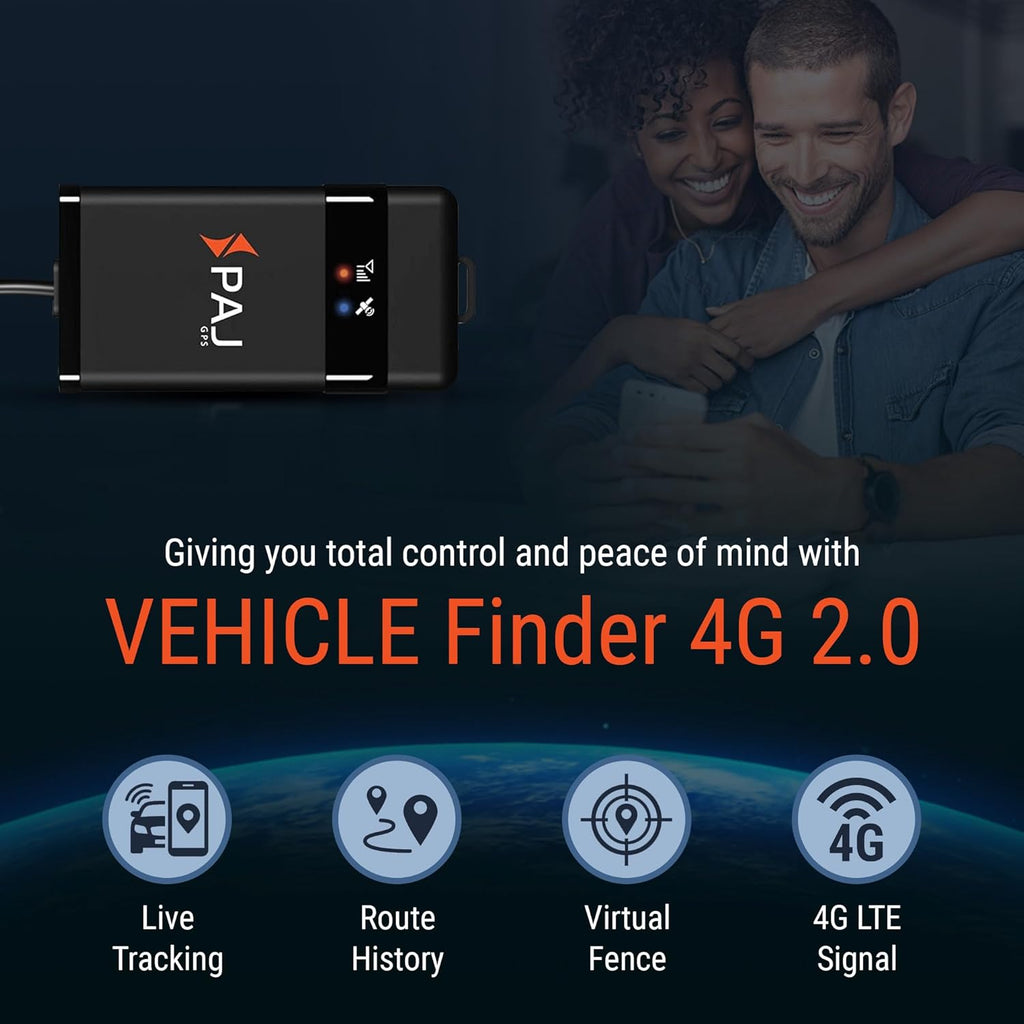 PAJ GPS Vehicle Finder 4G 2.0 - Real-Time GPS Tracker Device for Car, Motorcycles, Trucks, Bike - Direct Connection to Vehicle Battery (9-75V) - Tracking Devices with Alerts - Subscription Required