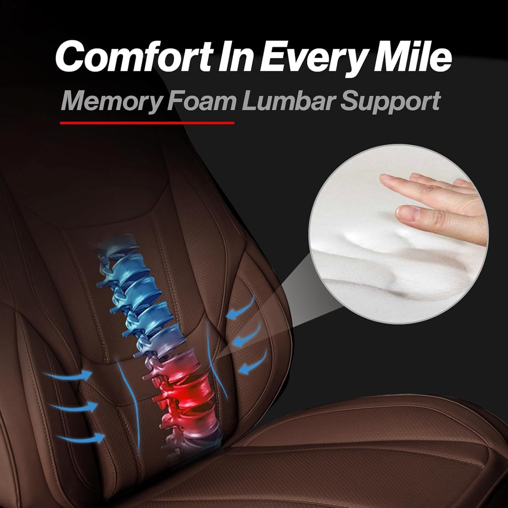 Coverland Custom Car Seat Covers Compatible with 2005-2021 Frontier King Cab, Crew Cab - Premium Leather Non-Slip Waterproof Cover Interior Protector Full Set-Dark Brown [See Size Chart-Size X116]