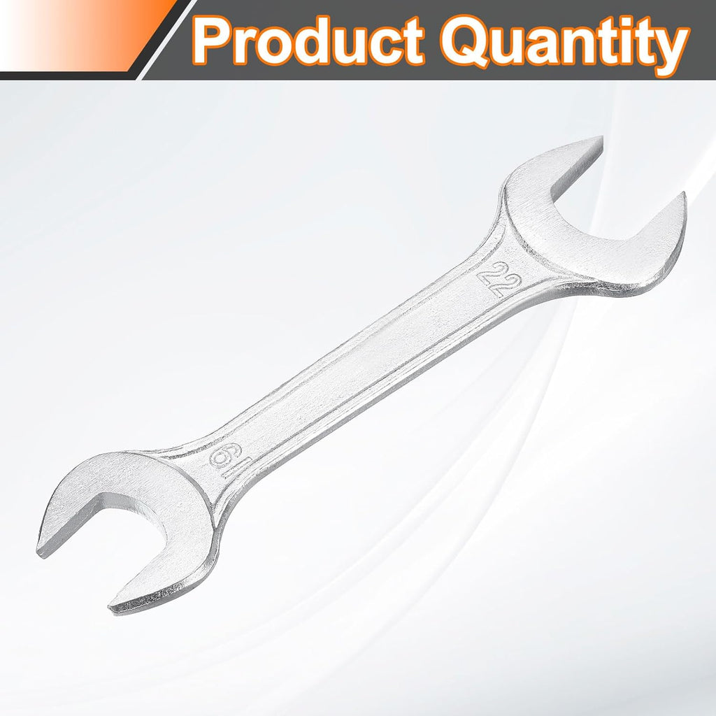 HARFINGTON Double Open End Wrench 19mm x 22mm Metric 15 Degree Offset Angle Small Flat Head Wrench Galvanizing Open Ended Spanner for Automotive Repair Furniture Assembly