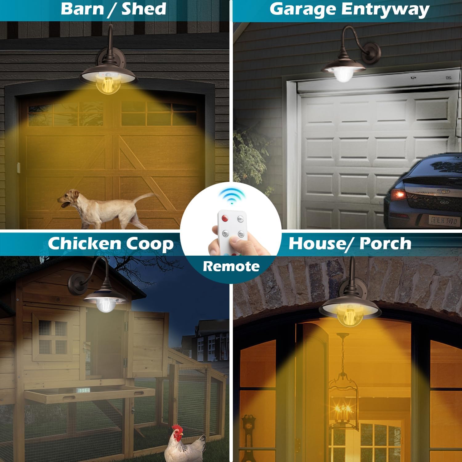 SIEDiNLAR Solar Barn Light Outdoor 3 Modes 2 Lighting, Aluminum Vintage Farmhouse Gooseneck Wall Light Waterproof with Remote & Motion Sensor for Barn Garage Shed Chicken Coop Dark Bronze (2 Pack)