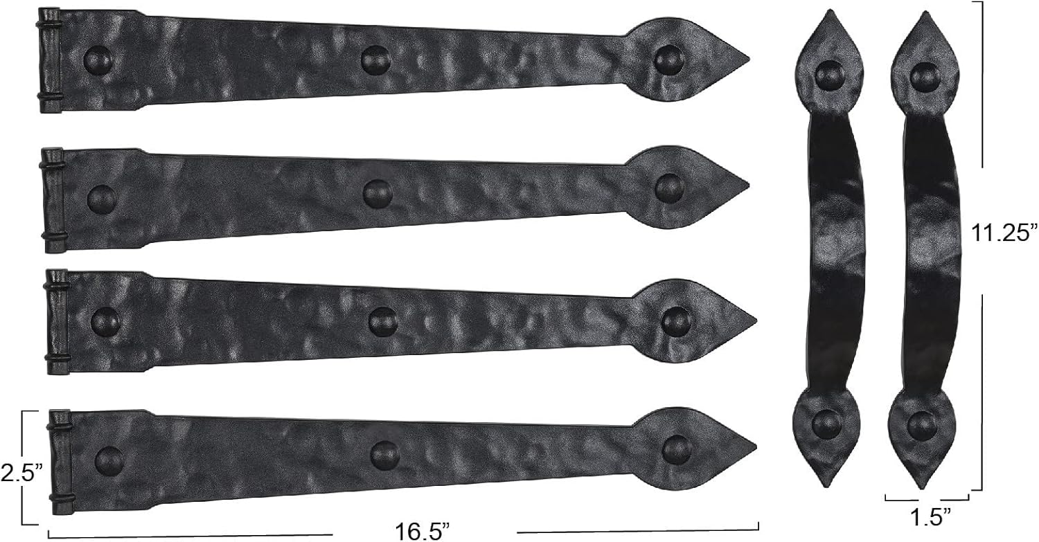 Household Essentials Hinge IT Premium Carriage House Handle & Hinge, Black Garage Door Magnet, 4 Hingle 2 Handles (Pack of 1)