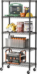 SINGAYE 5 Garage Heavy Duty Shelving Unit Kitchen Pantry Close Home Organizers and Storage Bathroom Shelf Laundry Room Organization Industrial Book Metal Wire Adjustable Shelves