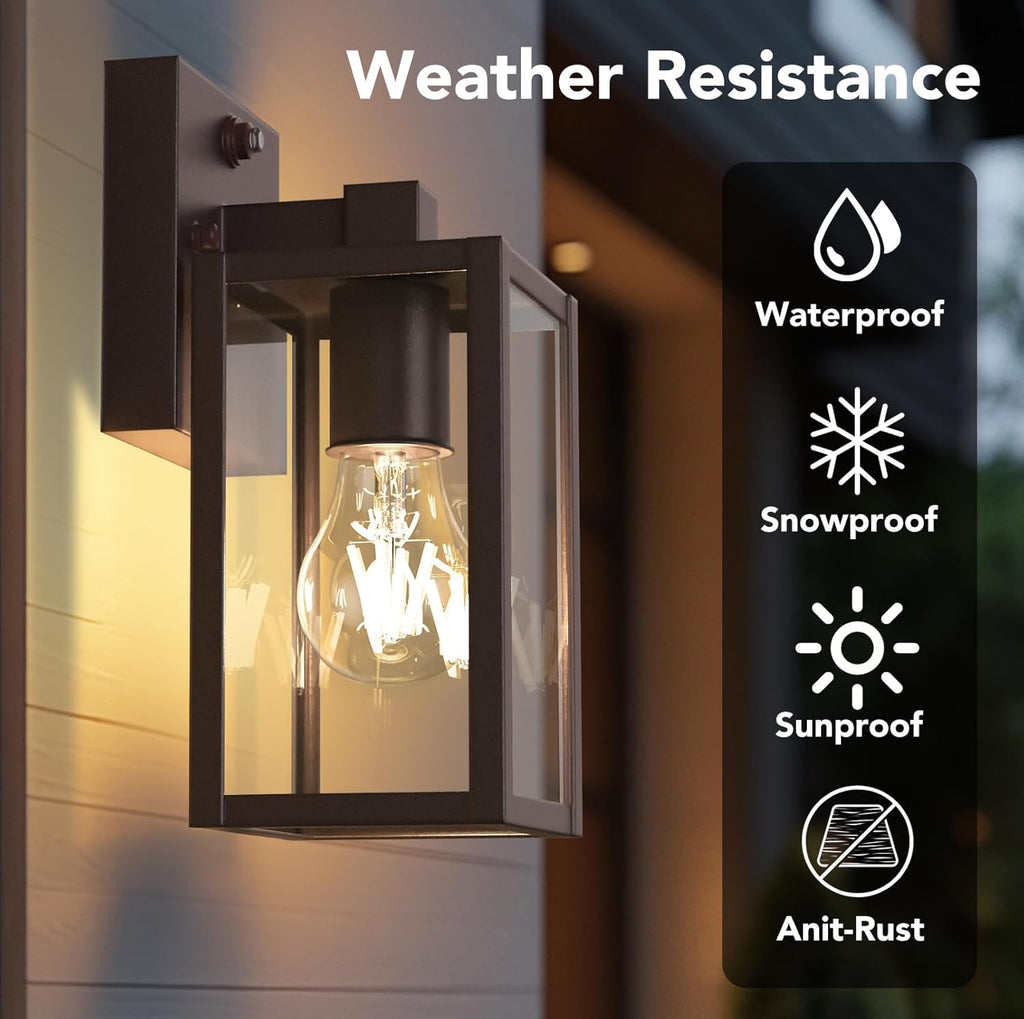 PARTPHONER Dusk to Dawn Outdoor Light Fixtures, 2-Pack Sensor Porch Lights, Waterproof Exterior Wall Sconce Lighting Lamp, Waterproof Wall Lantern for House, Doorway, Garage (Oil Rubbed Bronze)