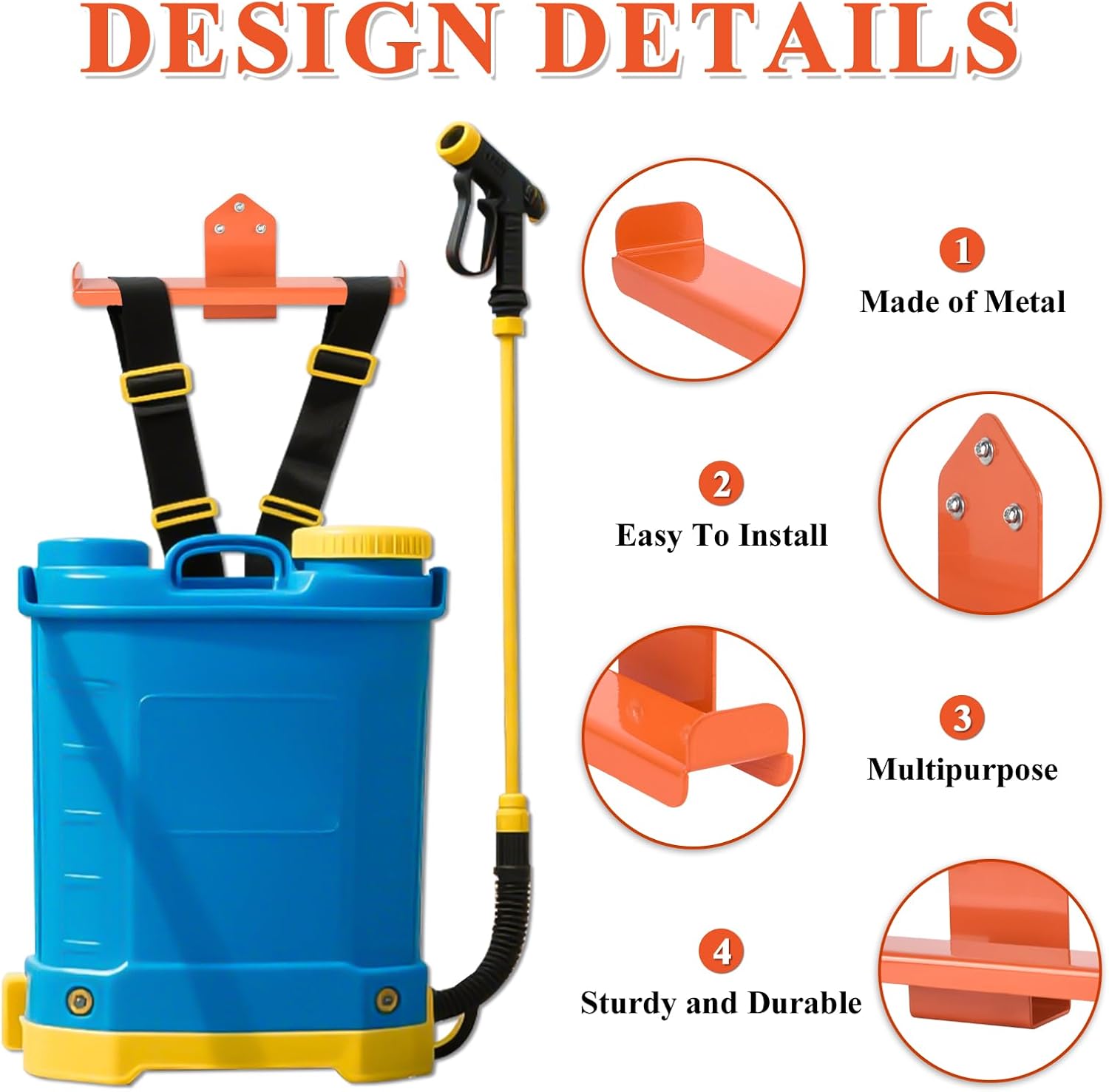 Backpack Sprayer Holder, Backpack Leaf Blower Hanger, Heavy Duty Chainsaw Wall Mount Stand Accessories Garage Organization Storage