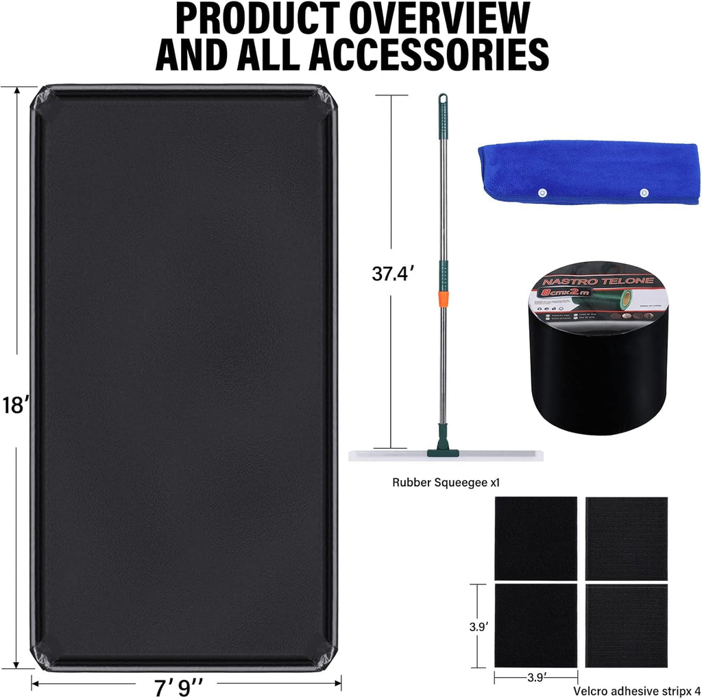 Containment Mat (7'9"W x 18'6"L) - Non-Slip Garage Floor Mat & Car Parking Mat, Heavy Duty Waterproof Protection from Snow, Rain, Mud, Easy to Clean & Install - for Garage, Workshop,Parking