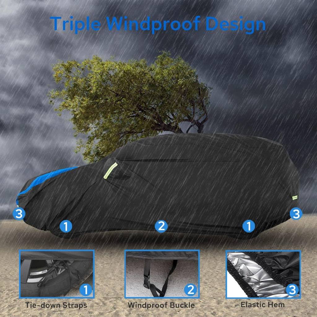 Avecrew SUV Car Cover Waterproof All Weather for Automobiles, Outdoor Heavy Duty Full Exterior SUV Covers (Length: 193"-208")