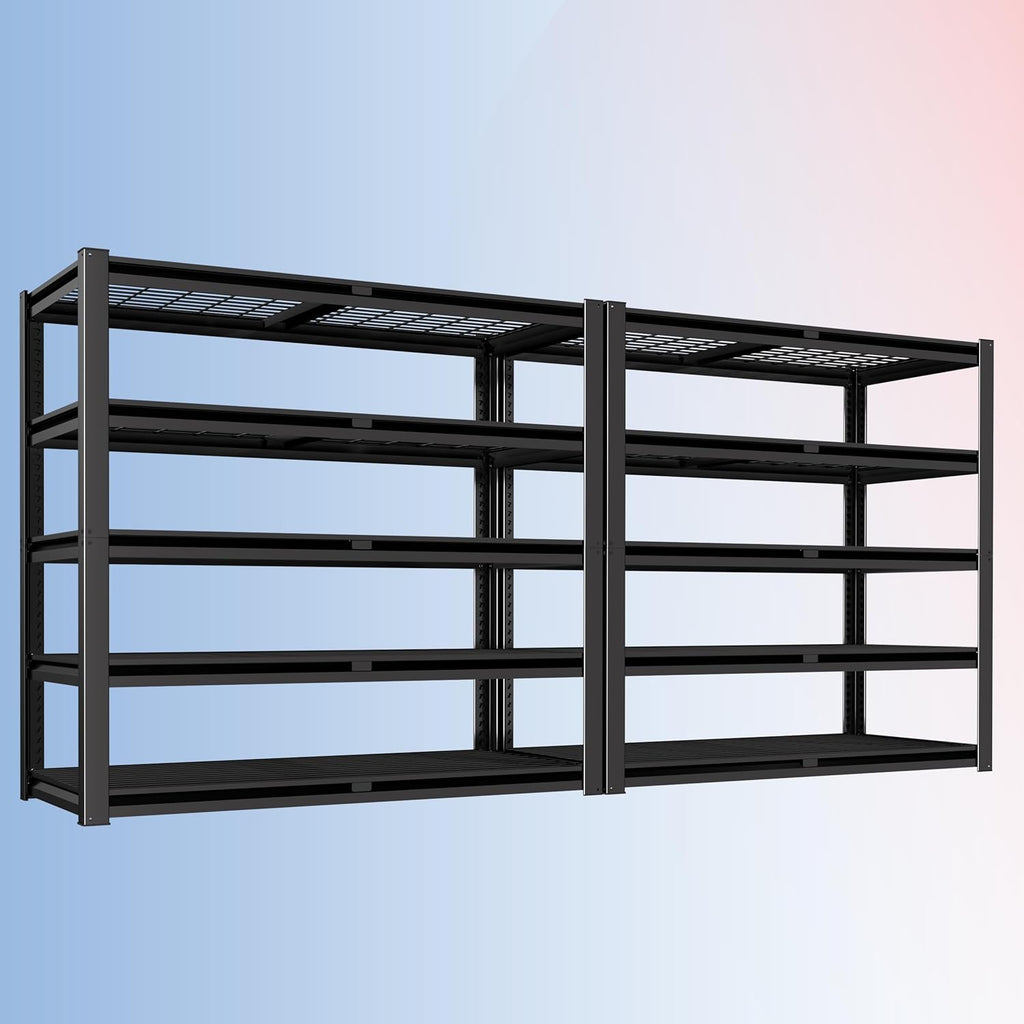PrimeZone 72" H X 48" W X 18" D Heavy Duty Garage Shelving 5 Tier 2500 LBS Storage Shelves Adjustable Industrial Metal Wire Shelf Unit for Garage,Basement,Pantry,Warehouse,Commercial 2Pack