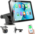 Portable Carplay Screen for Car, 7" HD Touchscreen Car Stereo with Wireless Android Auto, Car Audio Receivers with Backup Camera/GPS Navigation/Mirror Link/Voice Control/Bluetooth