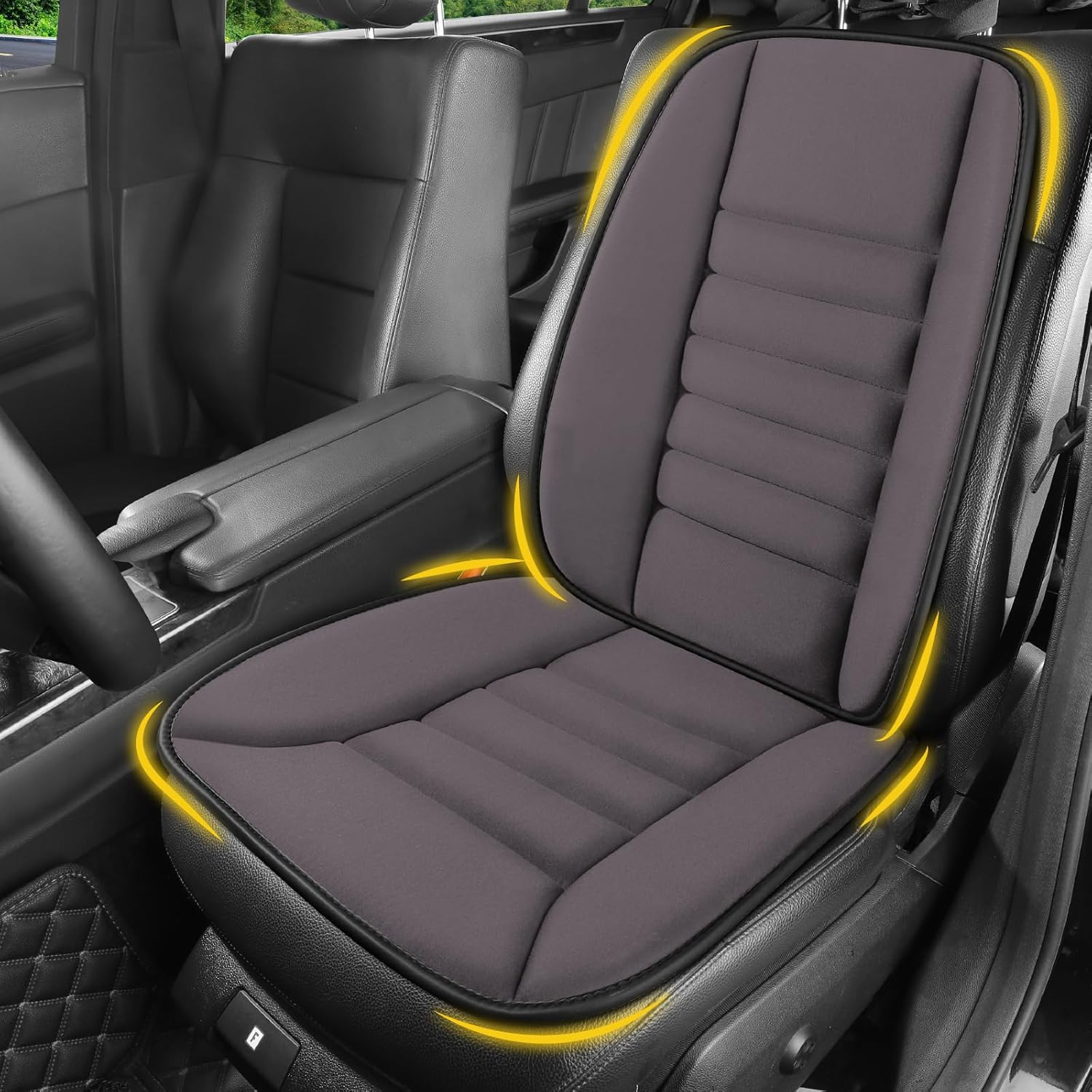 Car Seat Cushion with Back Support Pillow, Comfy Lumbar Support & Seat Cushion, Memory Foam Driving Pillow for Back-Sciatica Pain Relief, Auto Pad Suitable for Car, Truck, SUV - Dark Grey