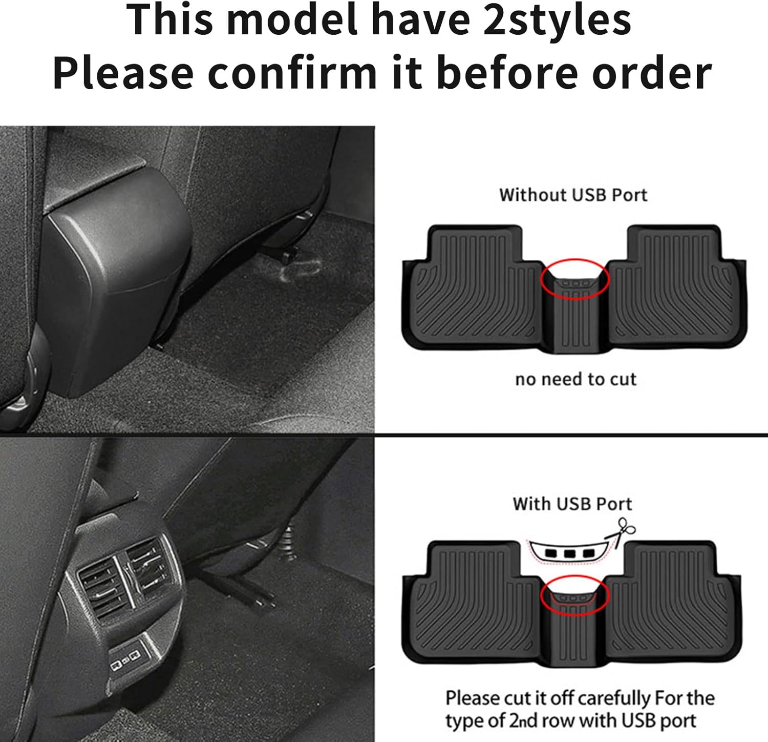 KELCSEECS Floor Mats Fits for 2026 2025 2024 2023 2022 Honda Civic Sedan Hatchback Si Sedan (Include 2nd Row with USB Port) All Weather Car Mats Honda Civic Floor Mats Accessories Black