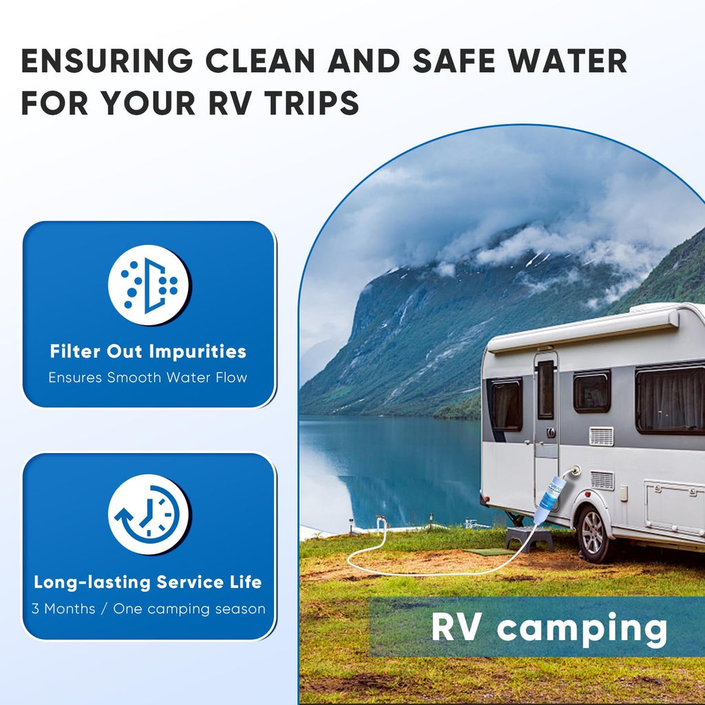 PUREPLUS RV Water Filter System for Garden, Pool, Spa, RV, Camper, Marine, Boat Hose, for Drinking, Car Washing, Gardening, Planting, Reduces Chlorine, Heavy Metals, Odors, 2PACK