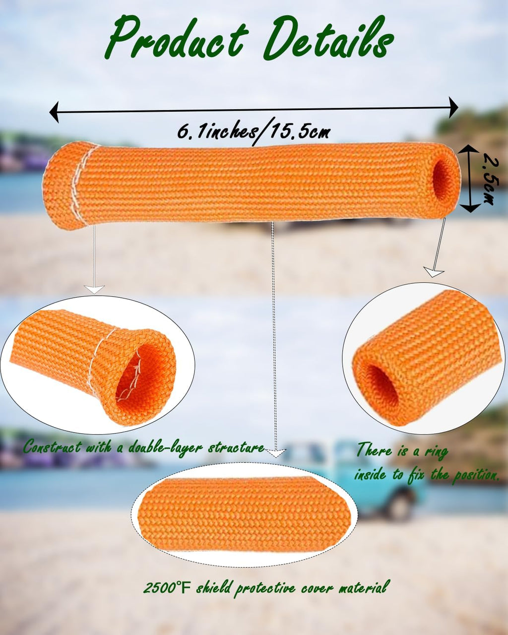 Spark Plug Wire Insulators Boot - 8 PCS 2500° Spark Plug Wire Boots Protector, 6 Inches Spark Plug Heat Sleeve Protection Cover Replacement for LS1 / LS2 SBC BBC 350 454 Car Truck, Orange