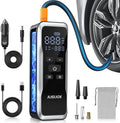 Tire Inflator Portable Air Compressor, Air Pump for Car Tires 150PSI Cordless with Battery and 12V DC, Electric Bike Pump with Pressure Gauge, Auto Shutoff, for Ball, Motorcycle Accessories