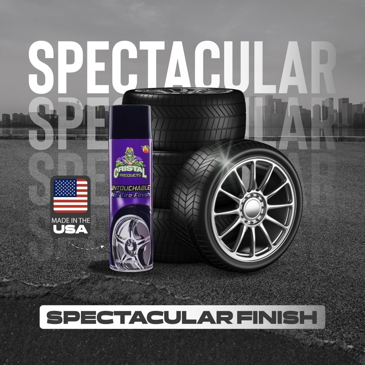 Untouchable Tire Shine Spray – Long-Lasting Wet Tire Finish for Deep Gloss & Protection – Waterproof Tire Shine, Easy Application, Premium Tire Cleaner Shine