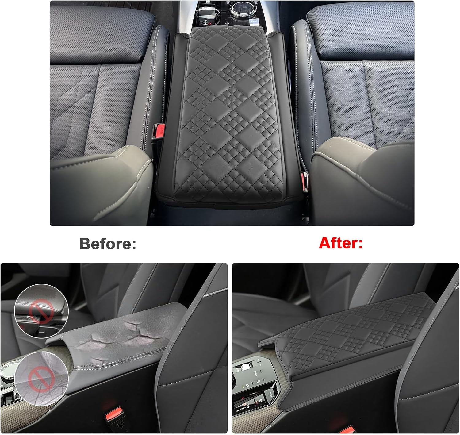 SXCY for 2025 BMW X3 Armrest Cover Pad for 2025 BMW X3 (30 / M50 xDrive) Accessories 2025 X3 Center Console Cover 2025 X3 Middle Console Cover Add Soft Cotton Cushion (Added-Pad)
