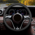 Steering Wheel Cover Standard Size Medium 14.5-15 inch, Breathable Microfiber Leather, Anti-Slip, Soft Grip, Universal Fit for Cars SUVs Trucks, Black