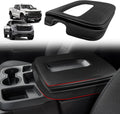 Muslogy Center Console Armrest Cover Compatible with Chevy Silverado & GMC Sierra 2019-2025 Comfort Armrest Pad Arm Rest Cushion Vegan Leather Protector 1-Inch Extra Thick(Jump Seat ONLY)