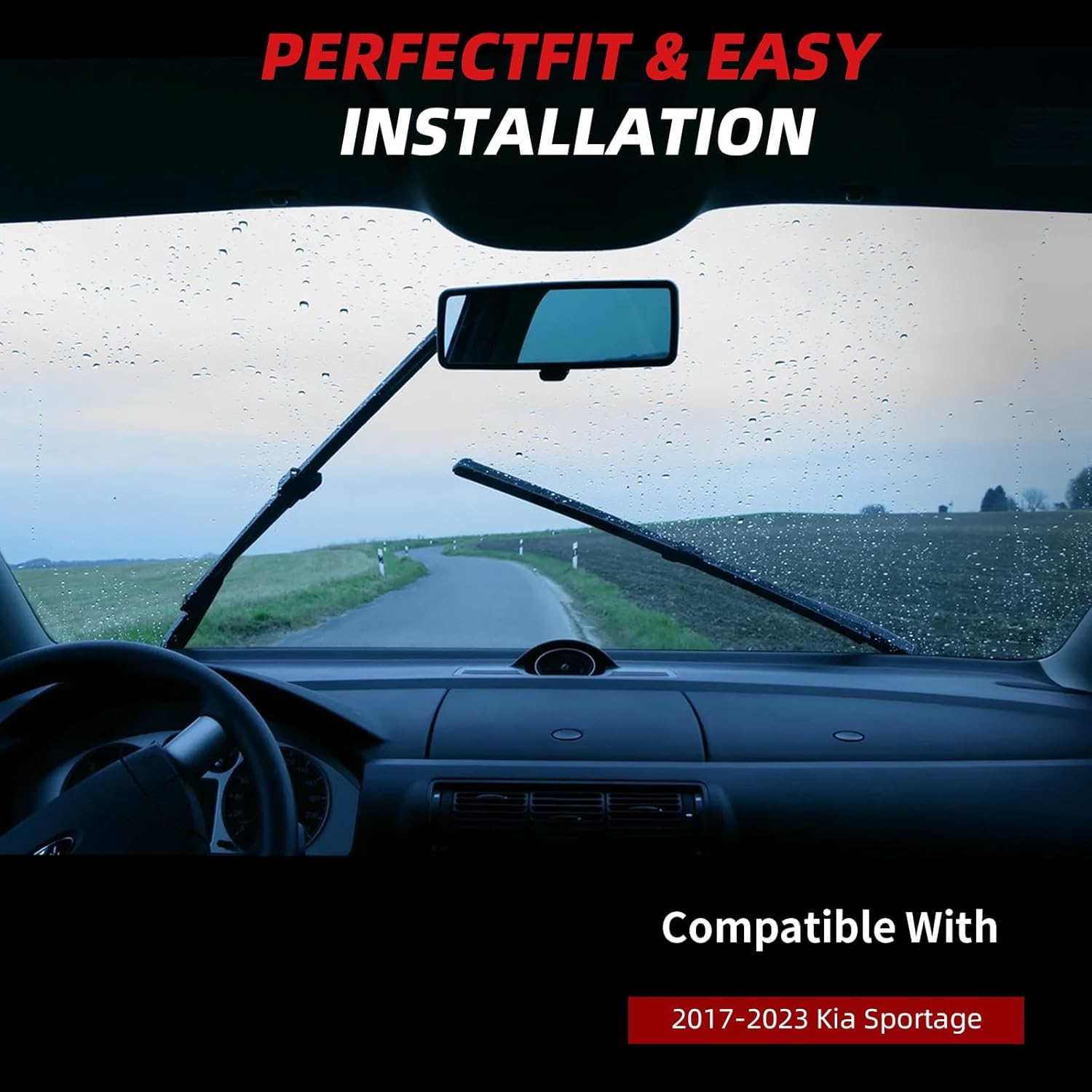 OTUAYAUTO Premium Windshield Wiper Blades - Replacement for Kia Sportage 2017-2023 - Precision Fit, All-Weather Performance, Front and Rear Wiper Blades, J/U Hook - 26"+16"+11" (Pack of 3)