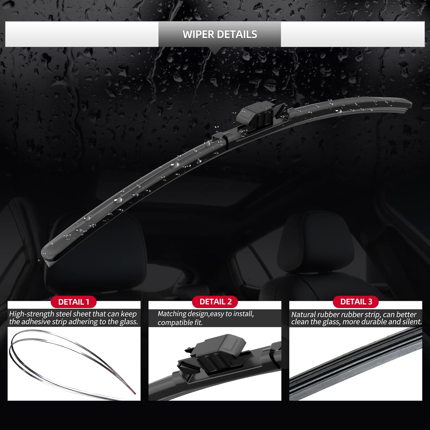 Replacement for BMW X2 2018-2023 Windshield Wiper Blade-3 Pieces of Car Front and Rear Window Wiper Blades