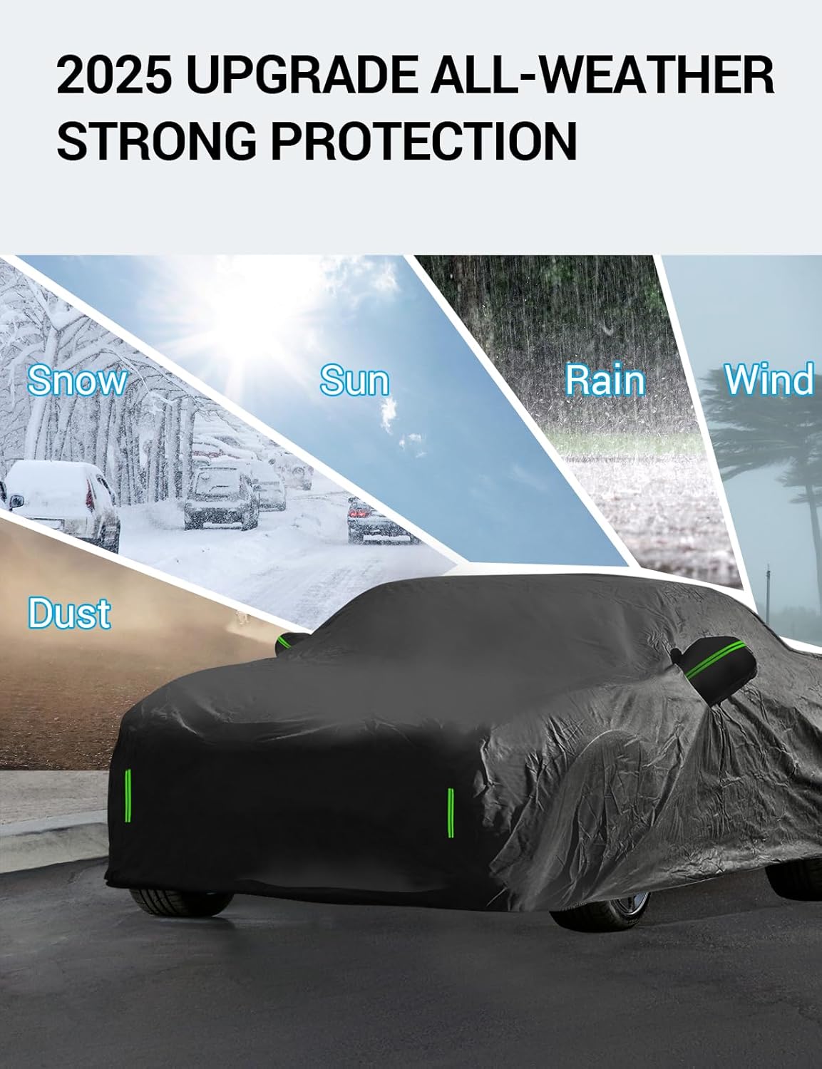 Proadsy 2025 Upgrade Car Cover for Honda Civic 2016-2023 2024 2025, Waterproof All Weather, Windproof Snowproof Rain Hail Sun UV Protection Full Outdoor Indoor Exterior Car Covers, Black