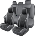 Car Seat Covers Full Set, Leather Seat Covers for Cars, Car Seat Protector Waterproof, Non-Slip Car Interior Covers Fit for Most Cars, SUV, Vans, Trucks,5Seaters,Full Set,Gray-Black,COMFDRIVE-A03