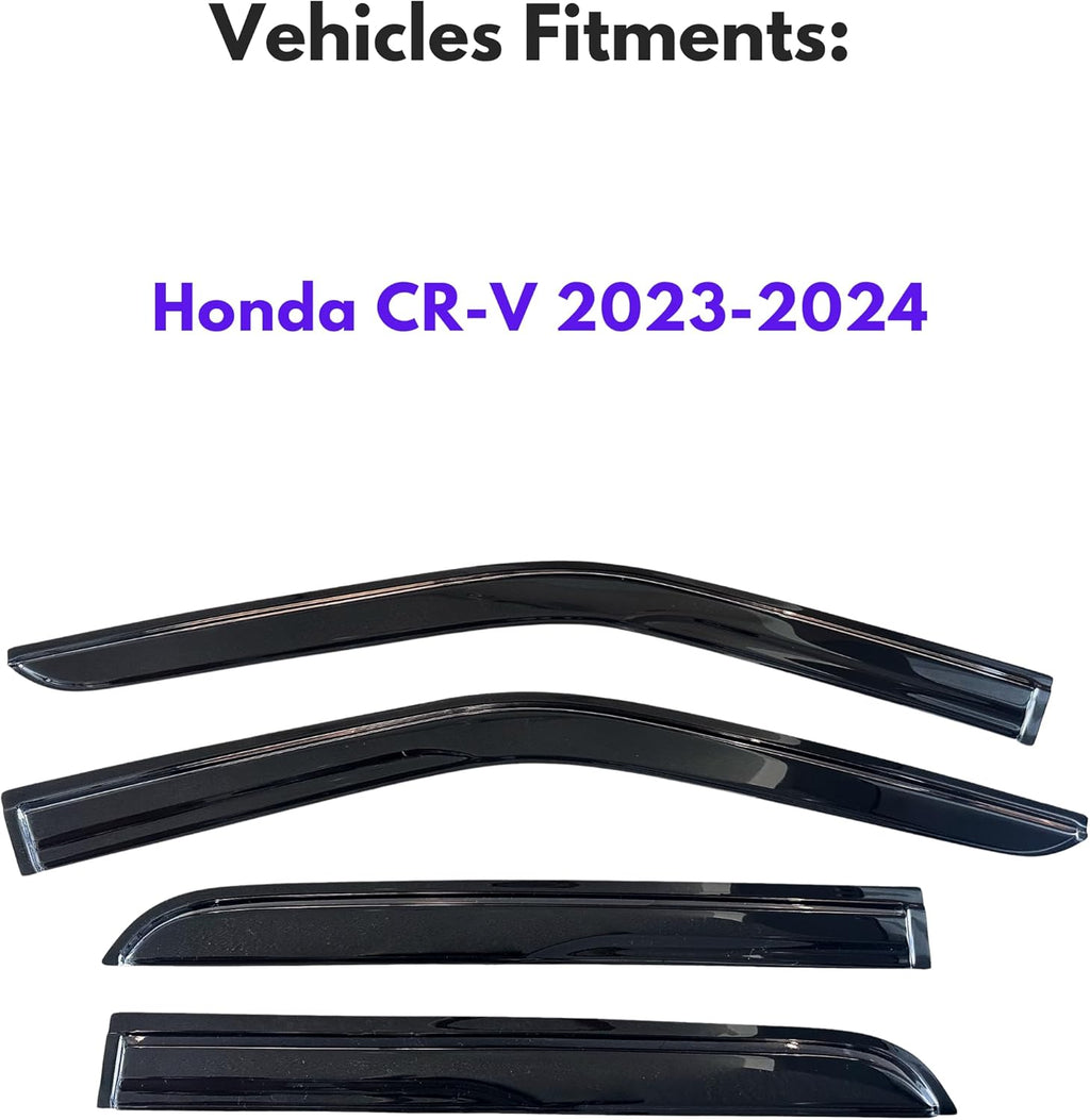 KPY Window Visor Compatible with Honda CR-V 2023-2024 (CRV), 4PC Rain Guard Side Window Vent Deflectors Tape-On Mugen Style, 2023 2024