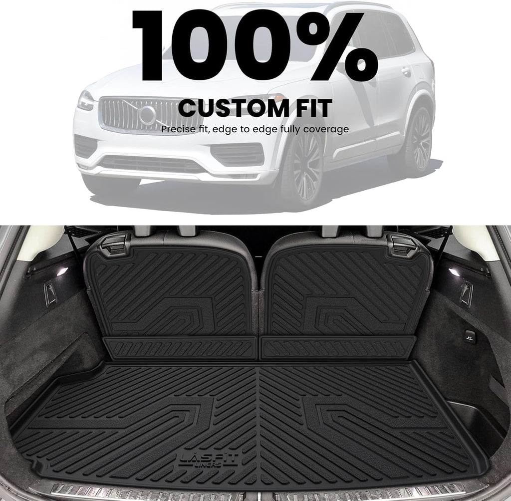 LASFIT Trunk Mat & Backrest Mat for Volvo XC90 2026-2016, All Weather TPE Custom Fit Cargo Liner for Volvo XC90 Cargo Mat, Black, Easy to Clean