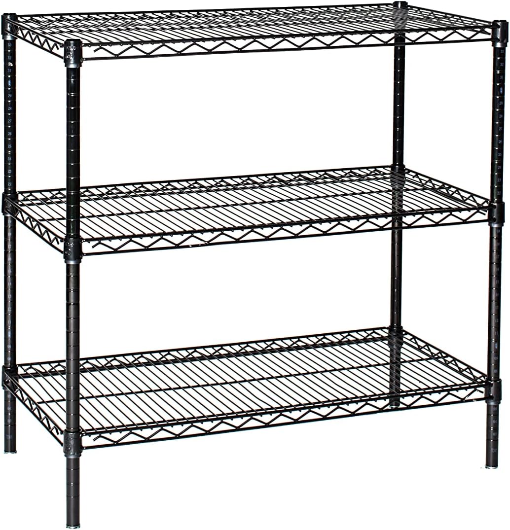 Omega 12" Deep x 60" Wide x 86" High 3 Tier Black Starter Shelving Unit