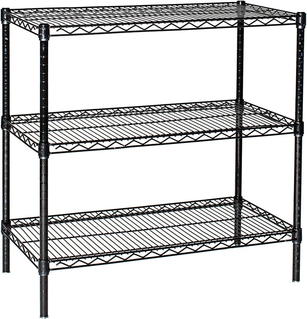 Omega 21" Deep x 24" Wide x 54" High 3 Tier Black Starter Shelving Unit