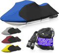 Trailerable Jet Ski Cover, Waterproof Marine Grade 600D Heavy Duty Polyester PWC Cover Blue/Black Color Fits from 103"-115" 1 or 2 Seater