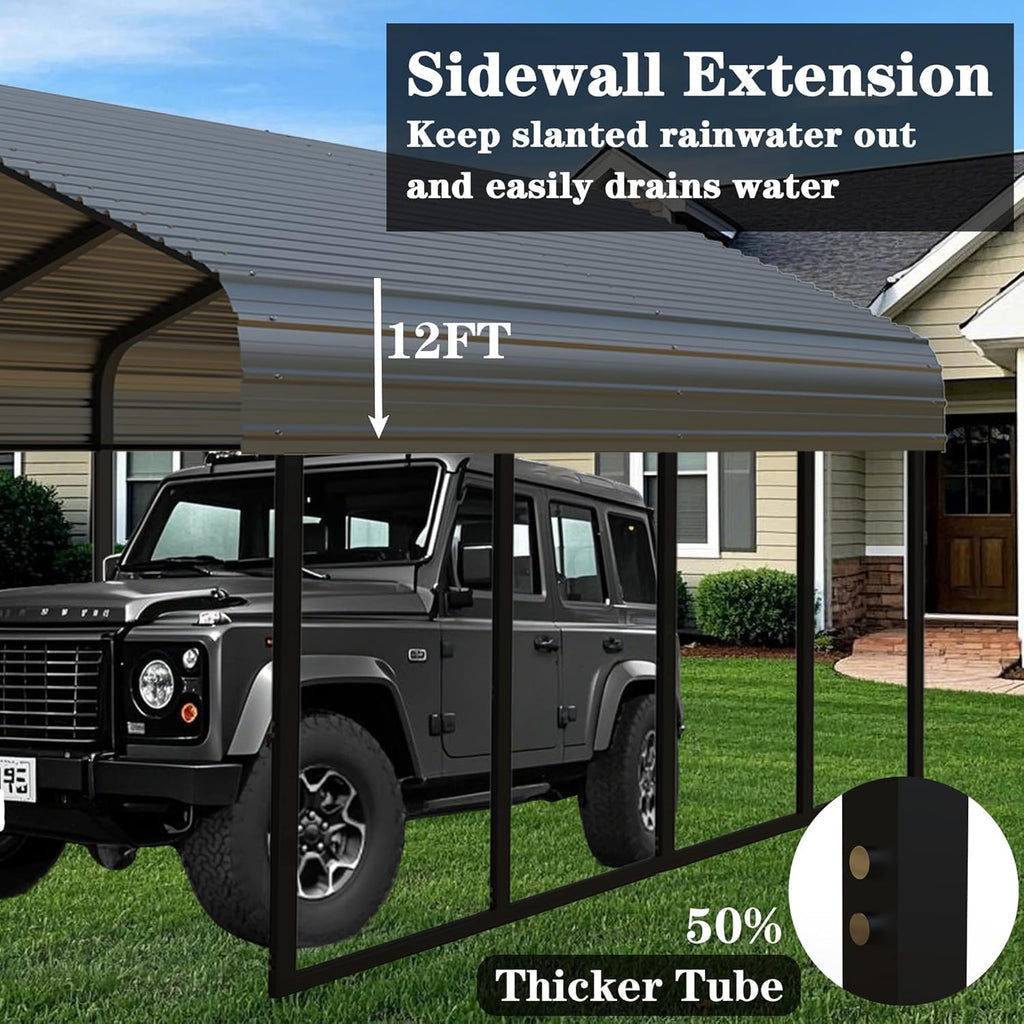 10x20FT/20x20 FT Metal Carport Heavy Duty for 2 Cars - Frame Shelter Car Garage Kits for All-Weather,Car Canopy Reinforced with Safe Boat Cover Car Ports for Yard Protection (20 X 20 FT)