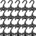 DIYMAG Black Magnetic Hooks, 80 LB Heavy Duty Strong Magnet with Hook, Rare Earth Neodymium Magnets for Hanging, Magnetics Hanger for Curtain, Home, Kitchen, Workplace, 20 Packs