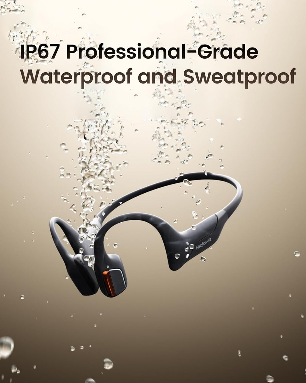 Purra Run Bone Conduction Sport Headphones, Open-Ear Bluetooth Headphones with Mic, IP67 Waterproof, Deep Bass, Voice Control, Secure Fit for Running, Cycling, and Workouts (Black)