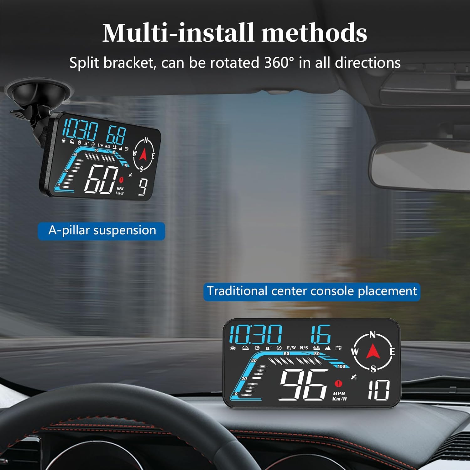 Head Up Display G12, A Car Head Up Display with Multifunctional Mileage Display, Suitable for All GPS Speedometer Models, USB Plug and Play, Easy Installation