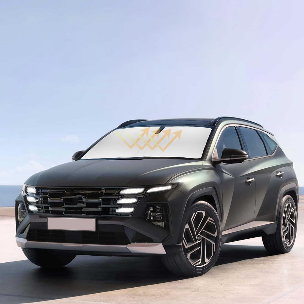 Sun Shade for Tucson Windshield Sunshades for 2022-2024 2025 2026 Tucson for Hyundai Windshield Cover Front Window Shields 240T Silver Coating Protector Sun Visor Blocks UV Rays Heat Car Accessories