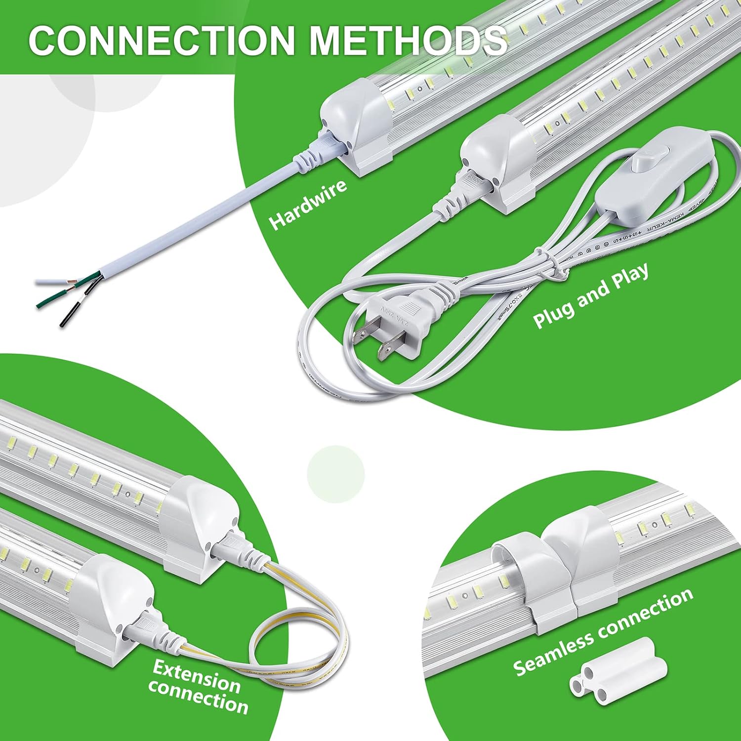 8Pack 8FT LED Shop Light Garage Light,100W 6000K White Light 15000LM Super Bright,Hanging/Surface Mount,Linkable T8 LED Tube Lights for Garage,Warehouse, Workshop,Plug and Play