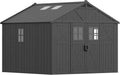 Devoko 10 x 8 FT Black Plastic Outdoor Storage Shed with Windows, Resin Tool Shed with Floor Garden Shed for Patio,Garden, Backyard