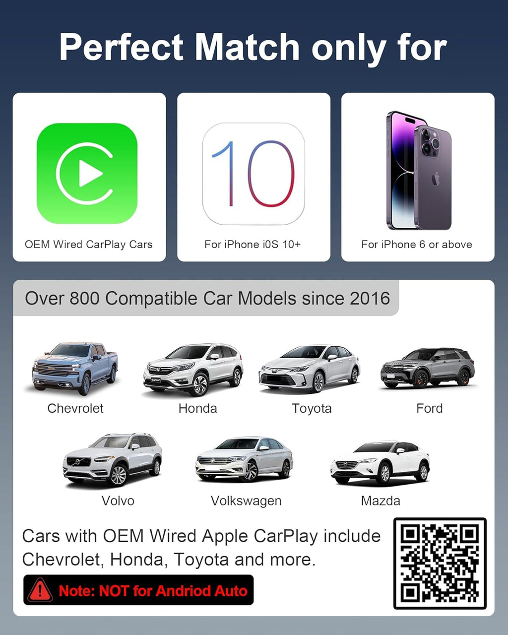 Wireless CarPlay Adapter for iPhone 6+,2025 Upgraded Mini Carplay Wi-Fi 6, 5.8GHz Low Latency Convert Wired to Wireless Car Play Adapter for Apple, 2016+ Cars