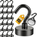 DIYMAG Magnetic Hooks for Refrigerator, Extra Strong Cruise Hook, Heavy Duty Earth Magnets with Hook for Hanging, Magnetic Hanger for Cabins, Grill (20P-Black)