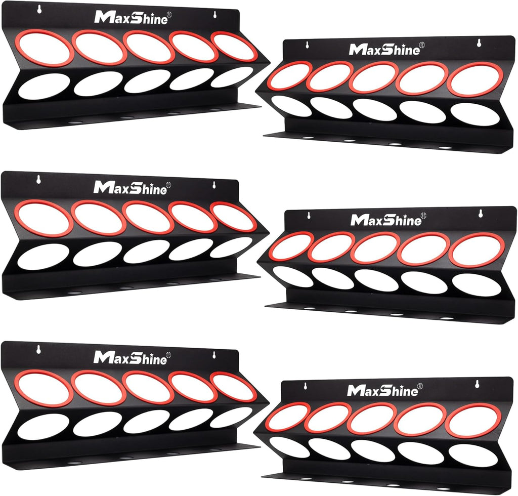 Maxshine Universal Detailing Spray Bottle Holder - Mobile Detailing & Car Garage Organizer, Holds 5 Sprayers (16/32oz) with 4 Small Holes, Lightweight Design, Easy Wall Mounting (Set 6)